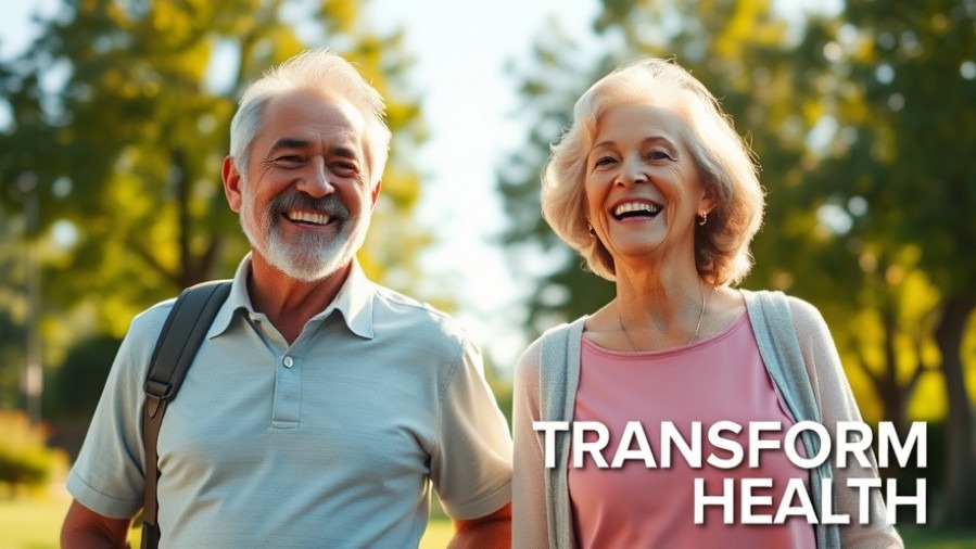 Elderly couple enjoying a sunny walk, embodying active aging and fitness after 60.