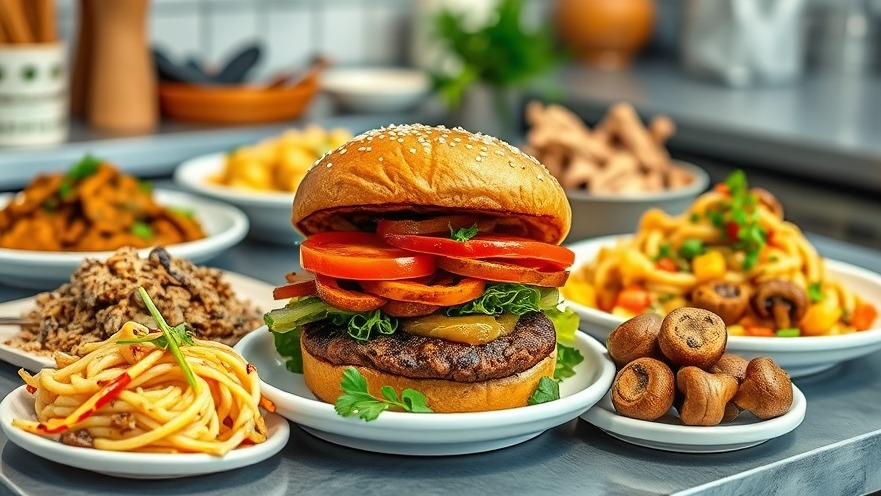 Mouth-watering vegan protein sources in a vibrant kitchen setting.