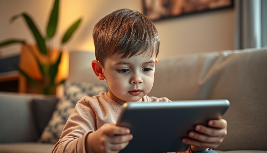 Child using tablet, highlighting myopia screen time concerns.