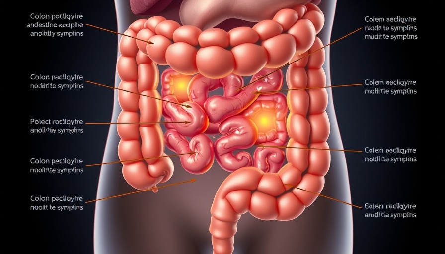 Colon Polyps Symptoms diagram, detailed medical illustration.