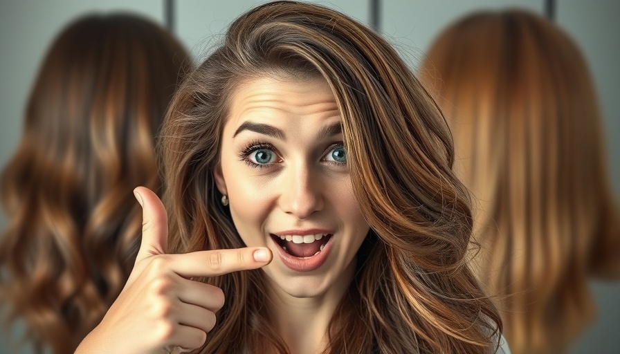 Thicker and shinier hair transformation with surprised person pointing.