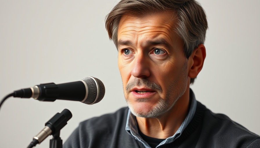 Middle-aged man speaking about using rice water for skin care.