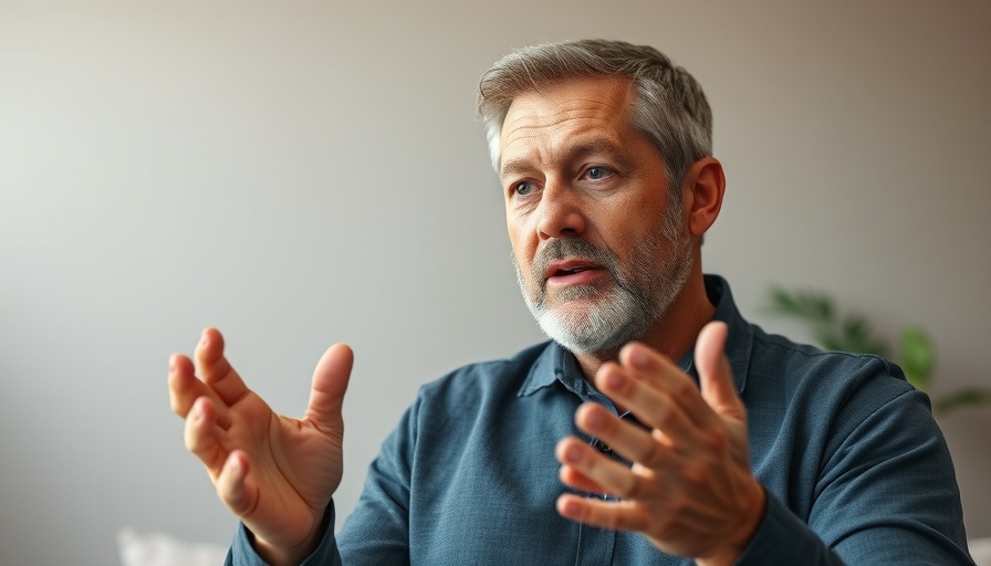 Middle-aged man discusses the importance of magnesium indoors.