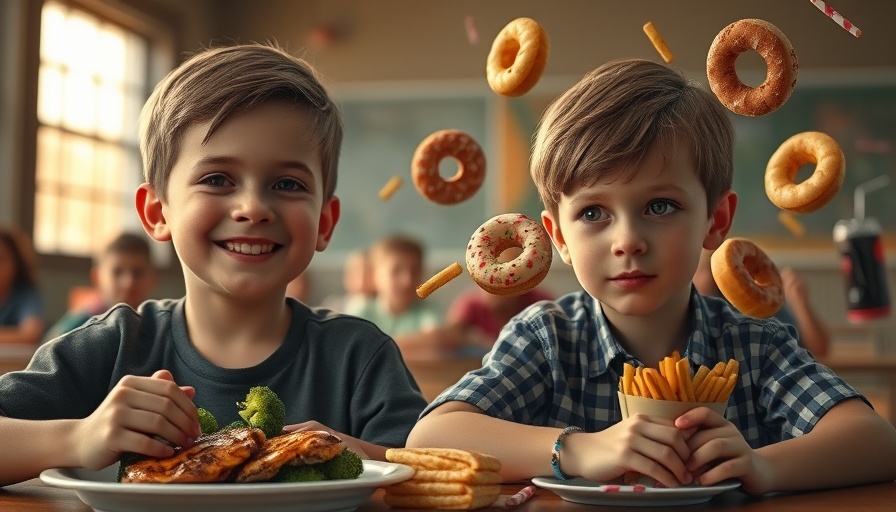 ADHD nutritional treatment contrast between healthy and junk food.