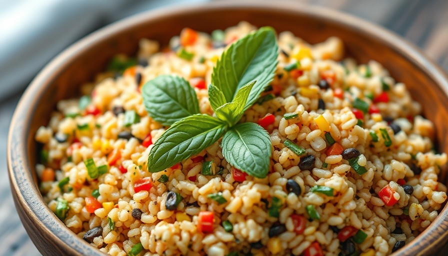 Fresh quinoa salad with vegetables for ulcerative colitis diet.