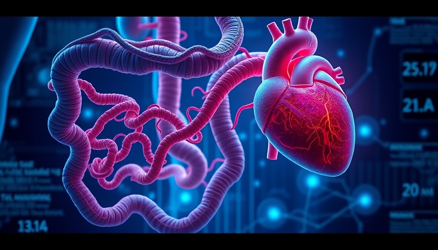 Gut microbiome's impact on heart health illustrated digitally.