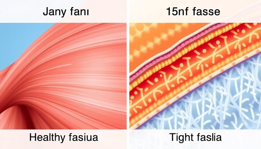 Fascia health diagram showing muscle tissue over time.