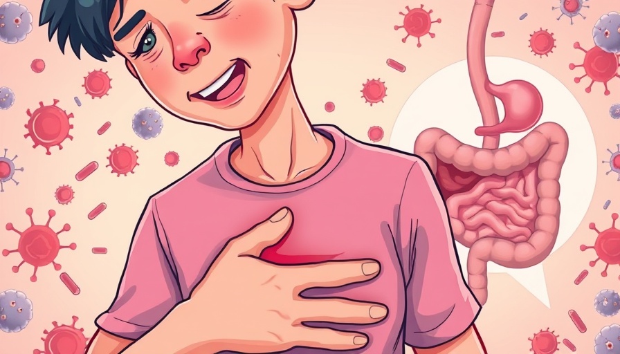 Illustration depicting food poisoning and gut health connection.