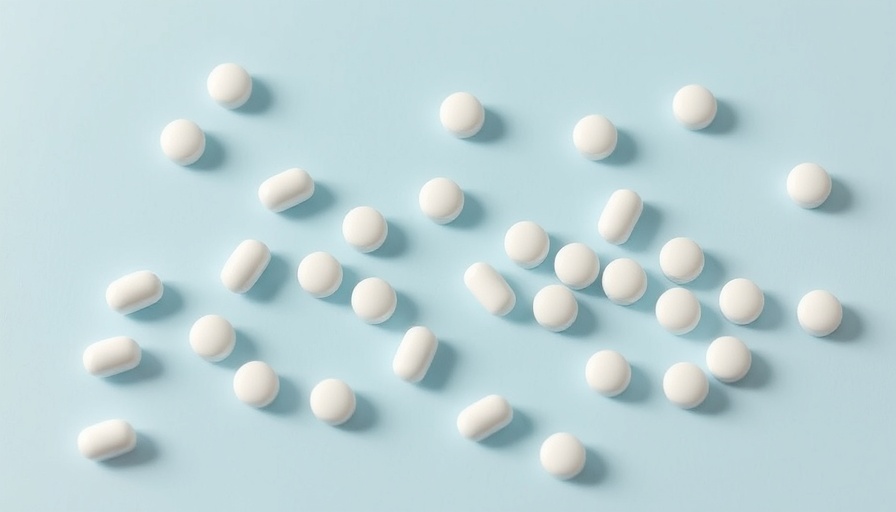 White tablets on blue surface related to Antibiotic Resistance and Cultivated Meat.
