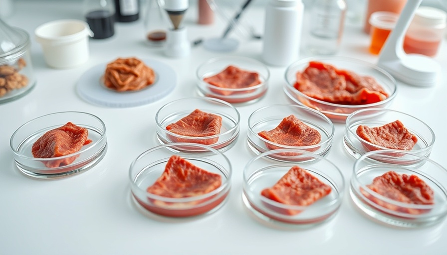 Cultivated meat health benefits in lab setup with petri dishes.