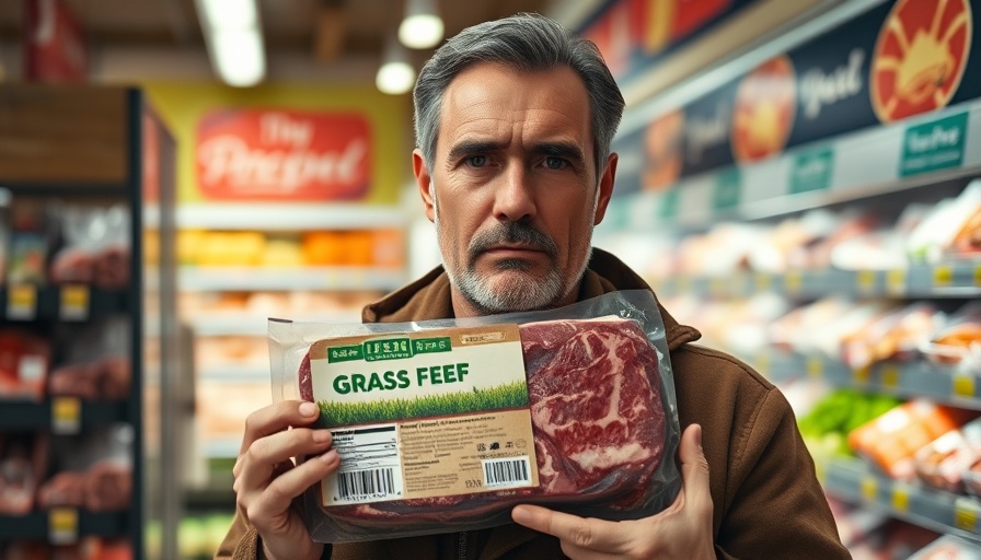 Grass-fed beef scam awareness in meat aisle.