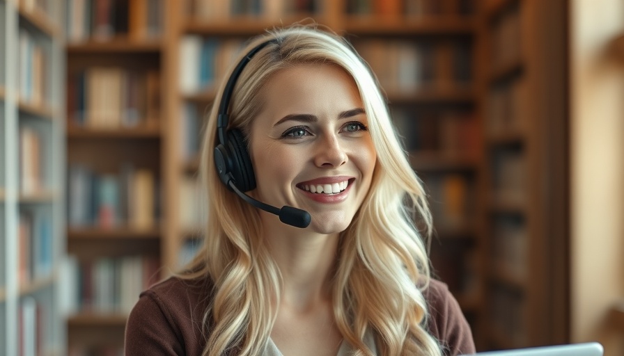 Smiling woman discusses sciatic pain relief in a library setting.