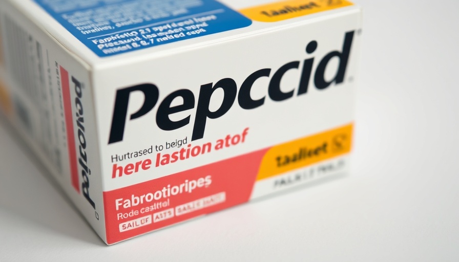 Pepcid H2 blocker effectiveness: box of medication on white.