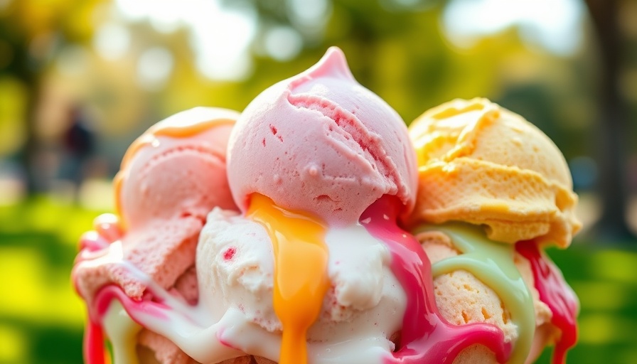 Melting colorful ice cream scoops in sunlight highlighting emulsifiers in ice cream health risks.