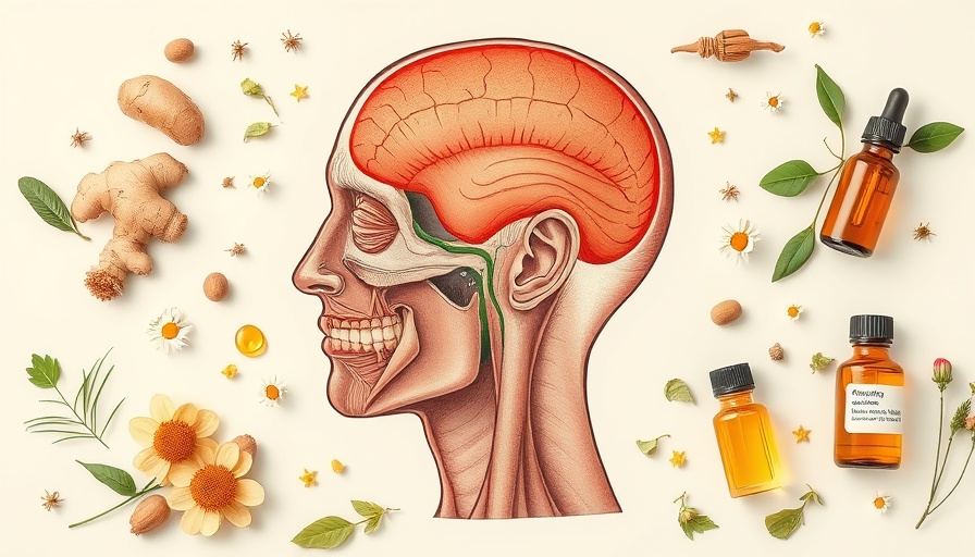 Herbal remedies for TMJ relief illustrated with herbs and anatomy.