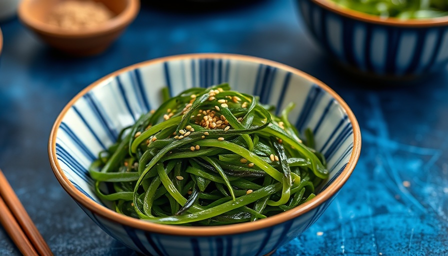 Fresh seaweed salad bowl as a natural source of iodine.