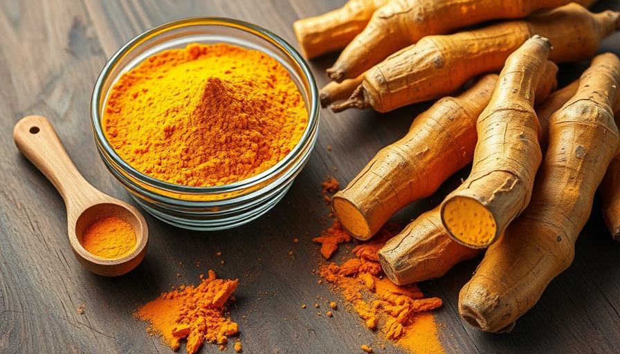 Fresh turmeric roots and powder, highlighting the health benefits of curcumin.