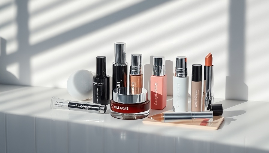 Cosmetic bottle and tool on a white surface showcasing women's health in their 50s.