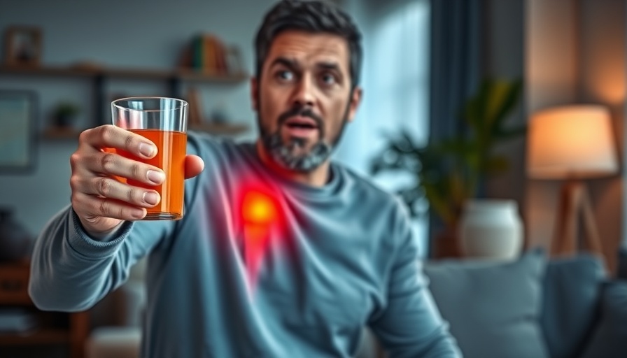 Drink for joint pain relief visualized with orange glass and knee pain graphic.