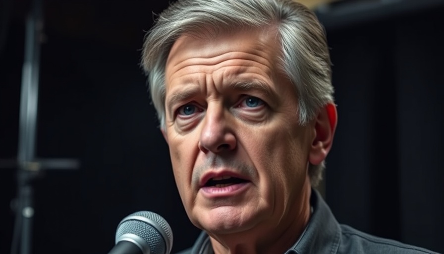 Man explaining on a podcast in a dimly lit studio setting.