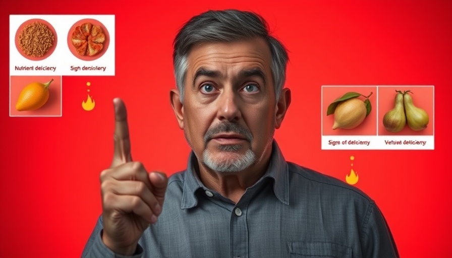 Concerned man pointing with signs of nutrient deficiencies highlighted.