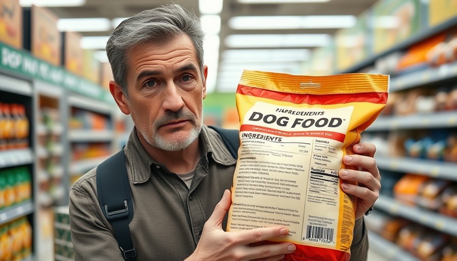 Man holding dog food highlighting worst ingredients