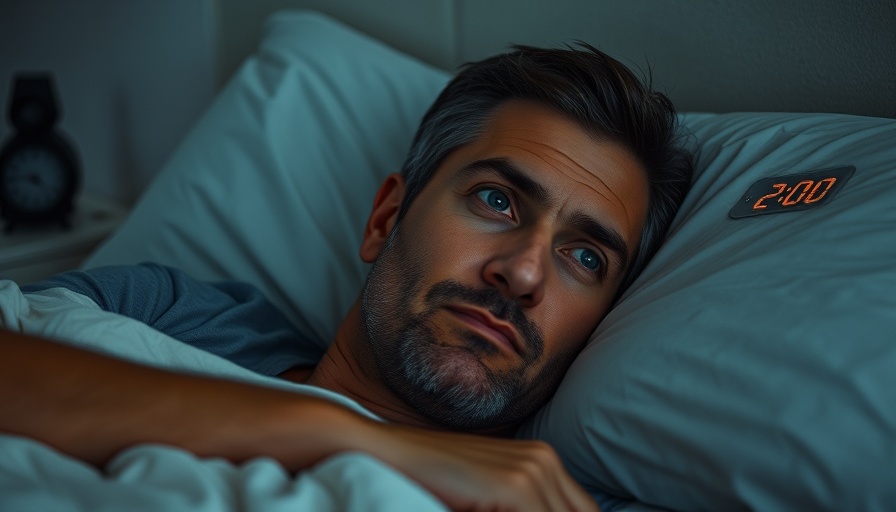 Middle-aged man awake at 2 AM, thinking about how to fall back asleep fast.