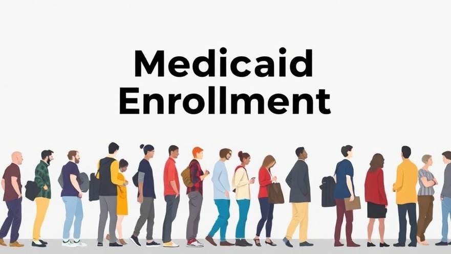 People waiting in line for Medicaid enrollment, highlighting health access and community wellness.