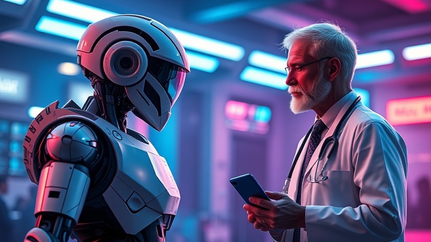 Robot enhances health technology in modern medicine with a doctor and patient.