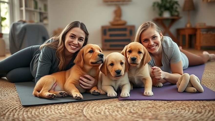 Women enjoying animal-assisted therapy with playful puppies for holistic wellness.
