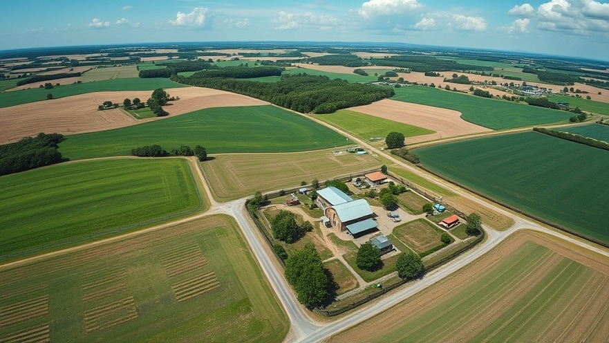 Wide-angle view of a farm symbolizing rural health funding and wellness in rural communities.