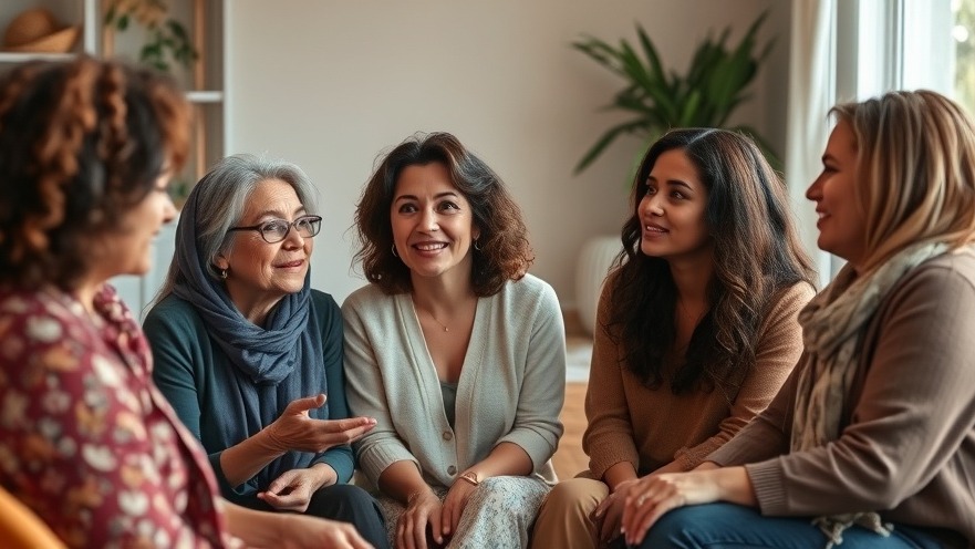 Women discussing health disparities in the LGBT+ community under soft lighting.