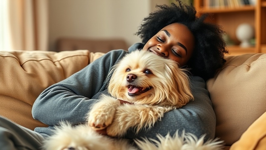 Young person enjoying animal companionship with a fluffy dog, enhancing mental health.