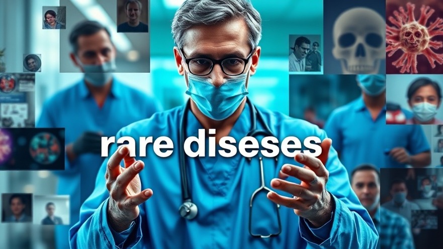 Vibrant collage of a doctor discussing rare diseases, highlighting health disparities and community support.