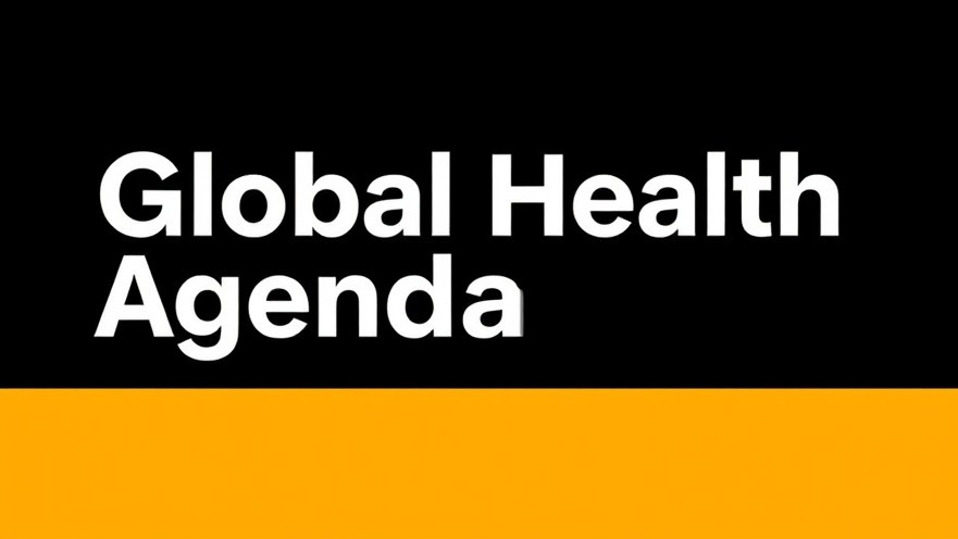 Bold minimalist graphic 'Global Health Agenda' highlighting global health policy.
