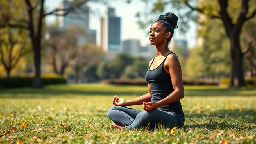 Black person practicing yoga in a park, showcasing joy of movement and well-being.