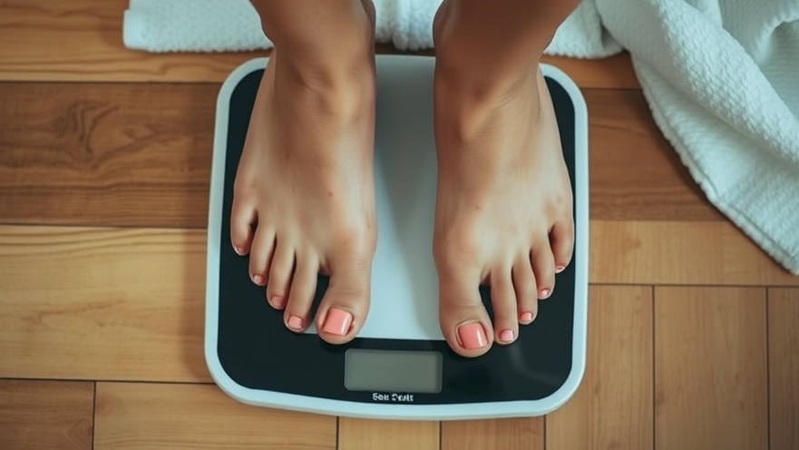 Close-up of feet on a scale, highlighting weight management strategies and obesity impact on health.