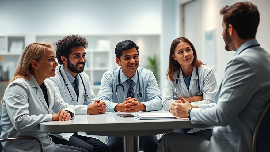 Diverse healthcare recruitment: doctors of different ethnicities in an interview for patient care improvement.
