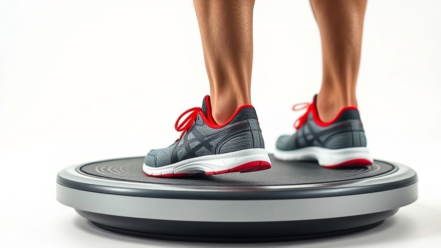 Person on a vibrating plate showcasing home wellness exercise benefits.