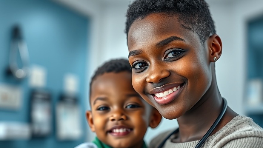 Young black woman and son in a doctor's office, depicting financial stress impact on health choices.