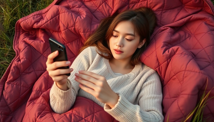 Woman checking Latuda cost on smartphone outdoors.