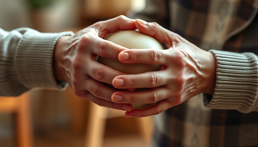 Elderly parent receiving help with a ball, compassionate indoor moment.