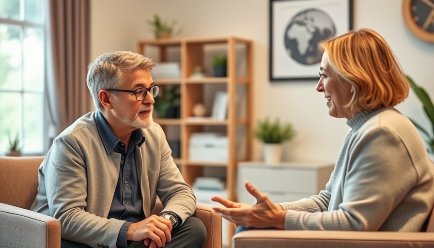 Therapist in a marriage counseling session in a cozy office.