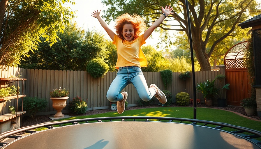 Energetic woman rebounding on trampoline, illustrating health benefits.