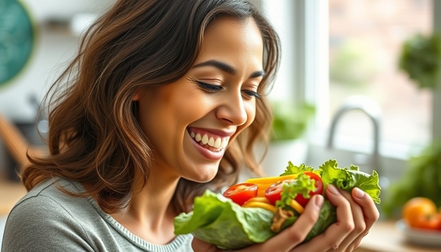 Woman enjoying a salad as part of the Healing Code wellness program