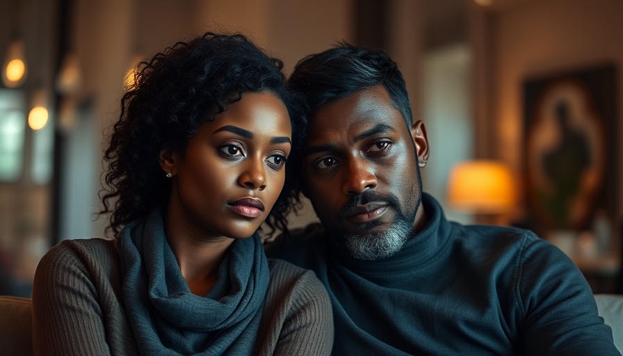 Interracial couple reflecting on challenges in relationship.