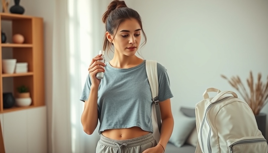 Young woman preparing for fitness routine in cozy room.
