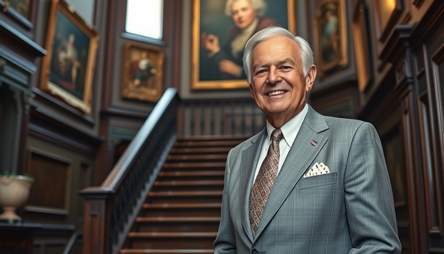 Distinguished older man in a gray suit in a vintage interior, surveying health outcomes.