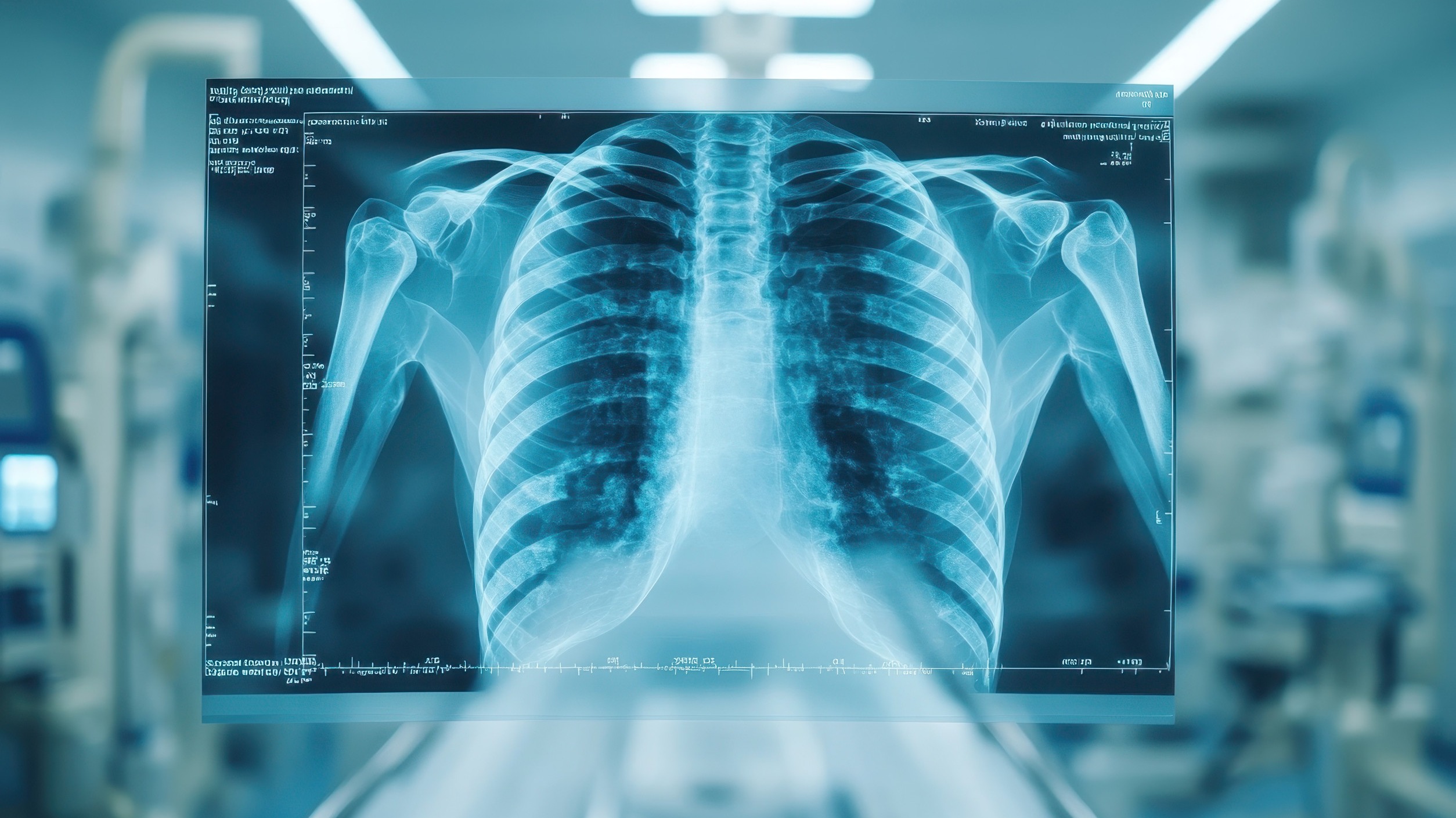 X-ray image for testing pulmonary issues.