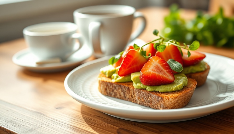 Avocado toast with microgreens on a white plate, cozy brunch setting.